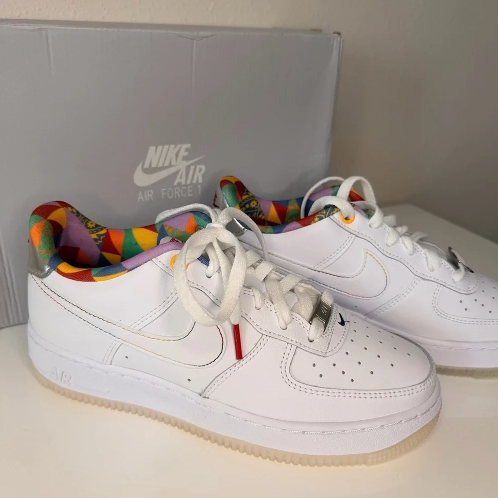 Nike AF1 Kids Sneakers White with Multicolor Accents